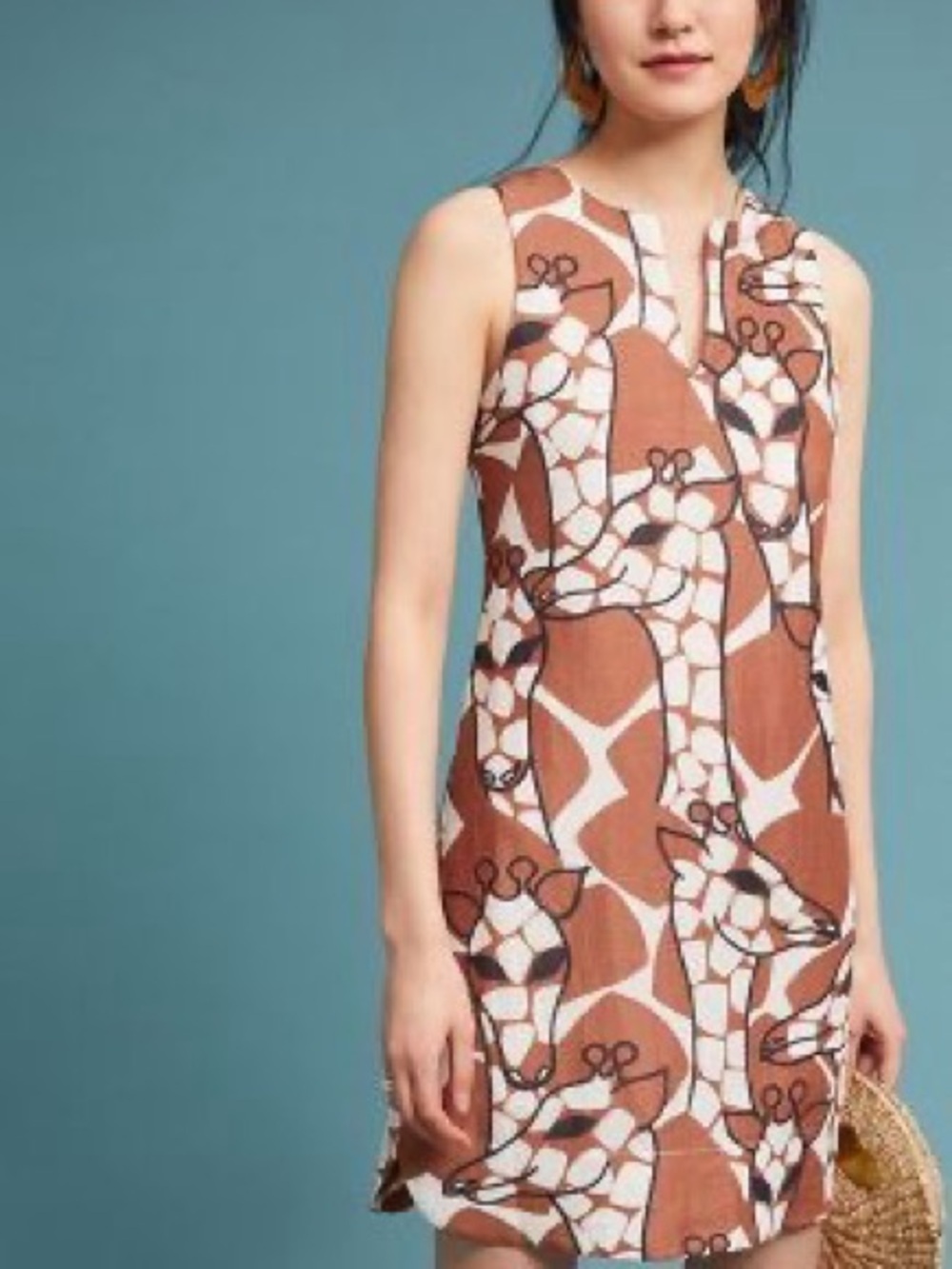 Corey Lynn Calter Brown, White & Black Giraffe-Style Print Dress